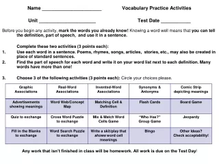 Class Practice Ideas