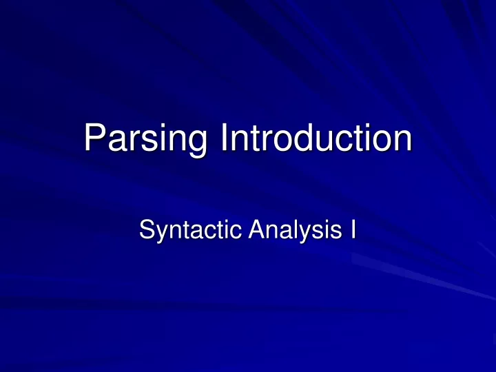 parsing introduction