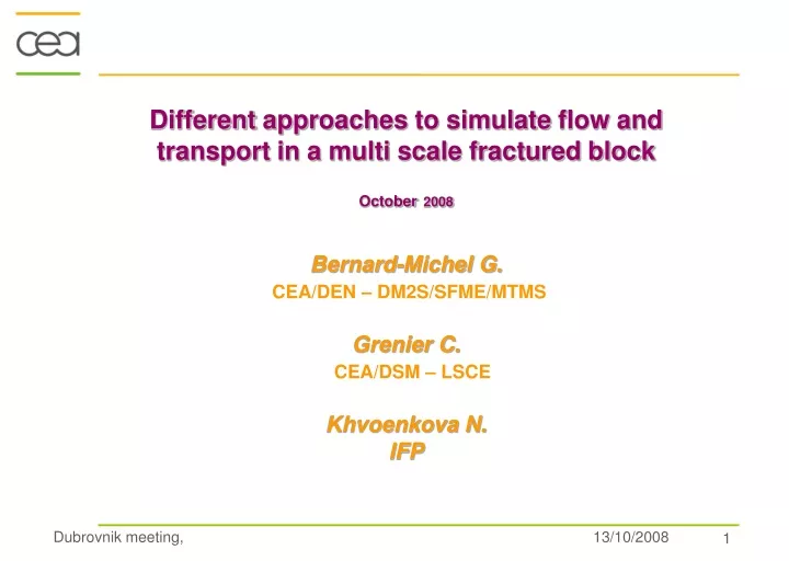 different approaches to simulate flow