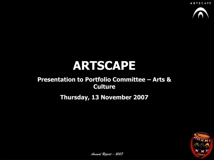 artscape presentation to portfolio committee arts