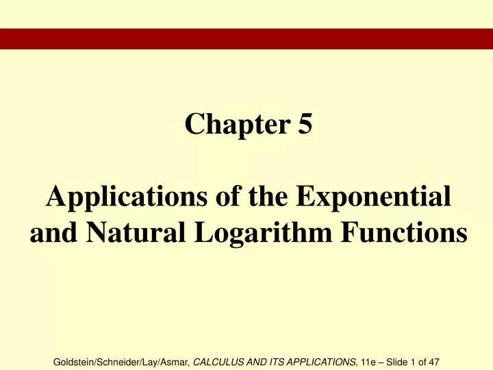 chapter 5 applications of the exponential and natural logarithm functions
