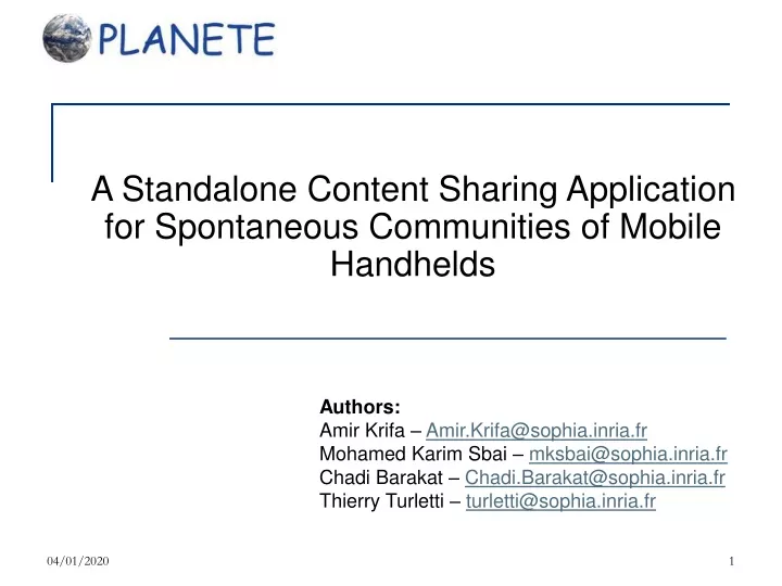 a standalone content sharing application