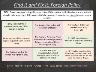 Find it and Fix it: Foreign Policy