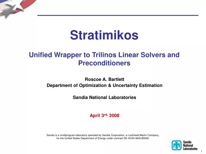 stratimikos unified wrapper to trilinos linear solvers and preconditioners