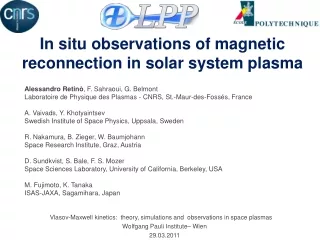 In situ observations of magnetic reconnection in solar system plasma