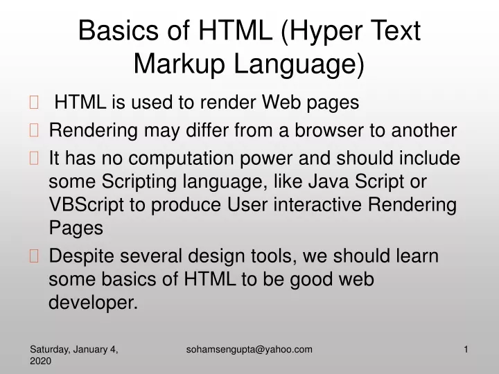 basics of html hyper text markup language