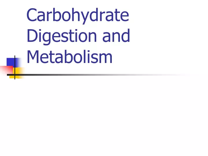 carbohydrate digestion and metabolism
