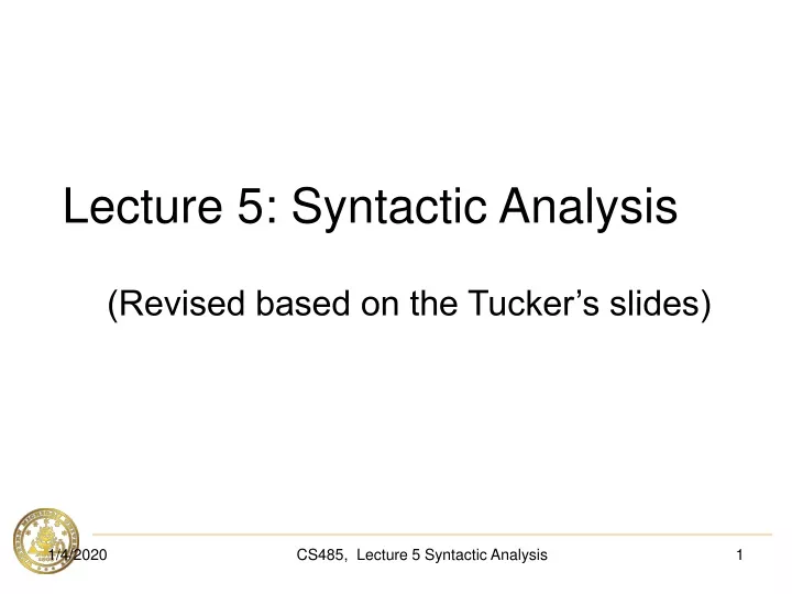 lecture 5 syntactic analysis