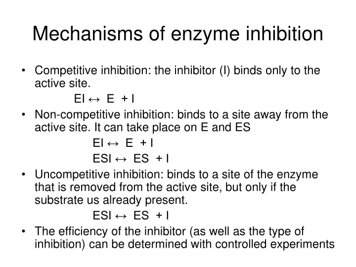 mechanisms of enzyme inhibition