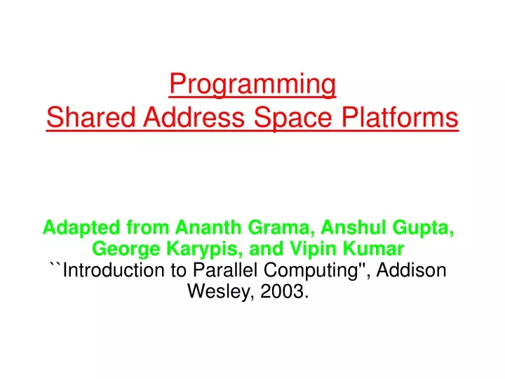 programming shared address space platforms