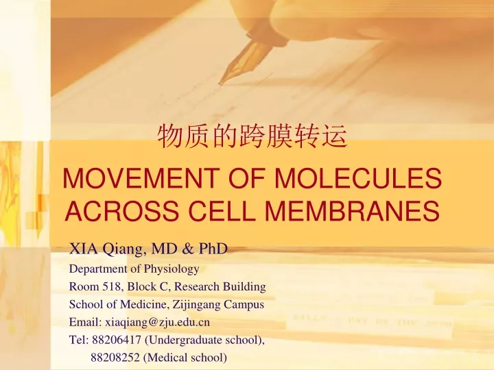 movement of molecules across cell membranes