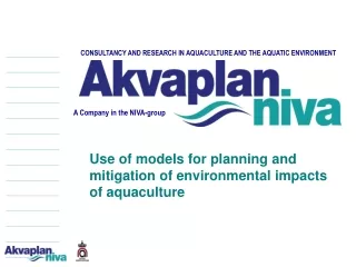 consultancy and research in aquaculture and the aquatic environment