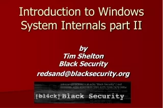 Introduction to Windows System Internals part II
