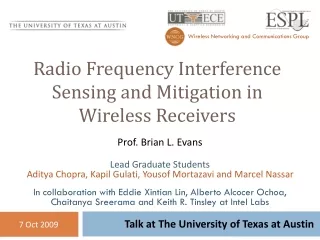 Radio Frequency Interference Sensing and Mitigation in  Wireless Receivers