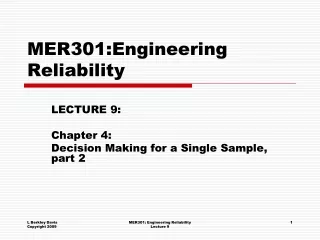 MER301:Engineering Reliability