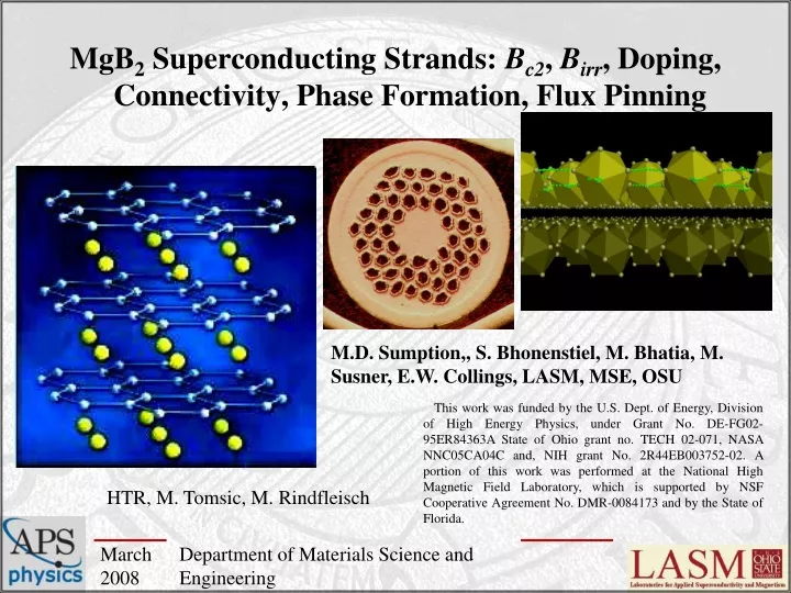 mgb 2 superconducting strands b c2 b irr doping connectivity phase formation flux pinning