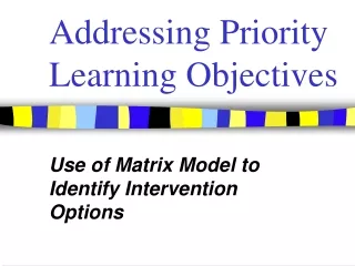 Addressing Priority Learning Objectives