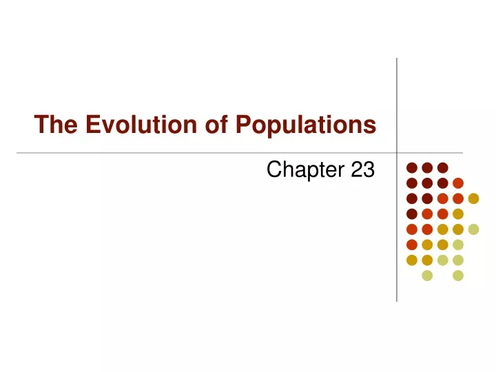 the evolution of populations