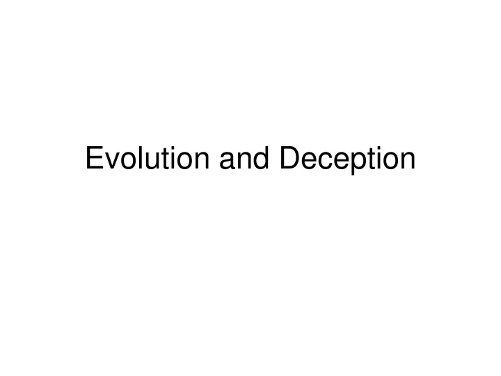 evolution and deception
