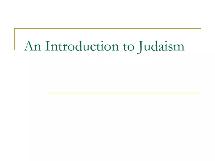 an introduction to judaism
