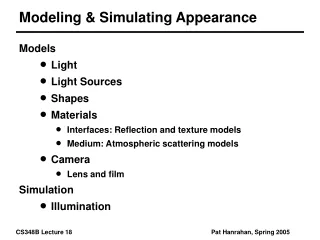 Modeling &amp; Simulating Appearance