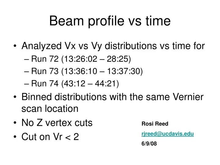 beam profile vs time