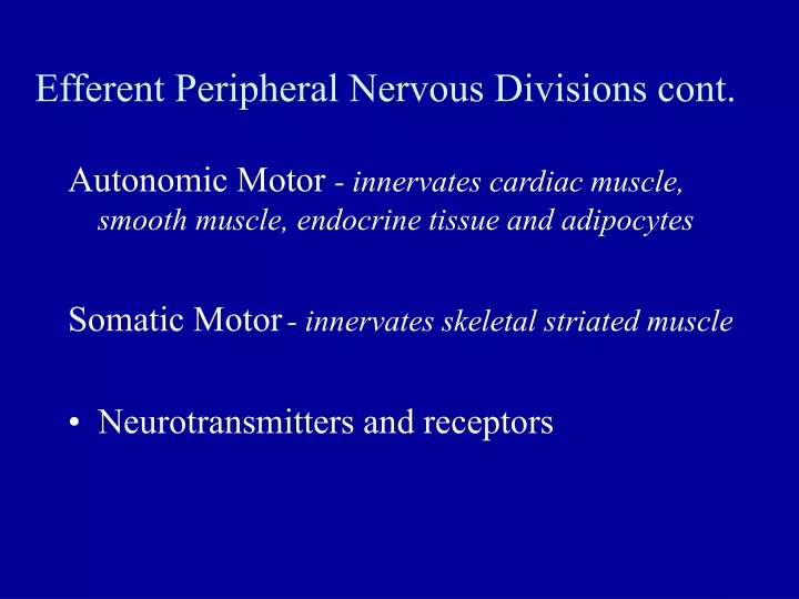 efferent peripheral nervous divisions cont