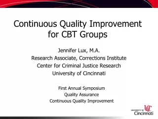 Continuous Quality Improvement for CBT Groups