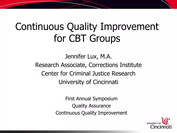 continuous quality improvement for cbt groups