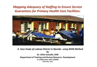 Mapping Adequacy of Staffing to Ensure Service Guarantees for Primary Health Care Facilities:
