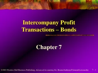 Intercompany Profit  Transactions – Bonds
