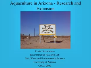 Aquaculture in Arizona - Research and Extension