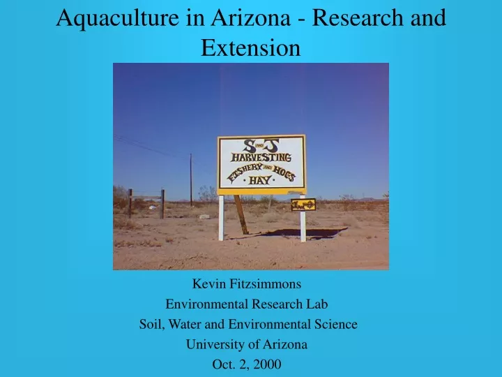 aquaculture in arizona research and extension