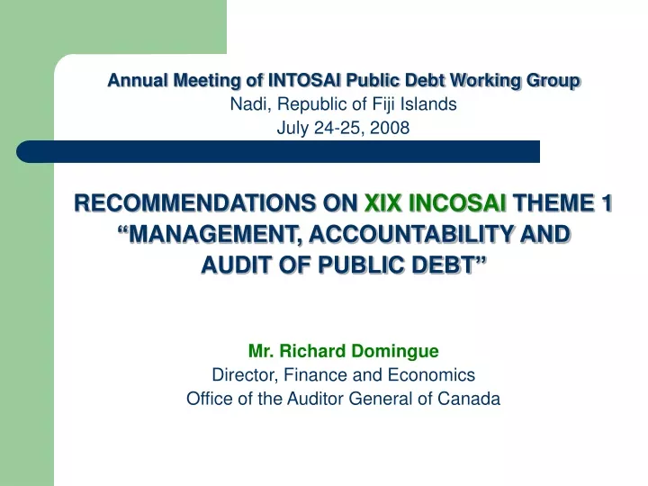 annual meeting of intosai public debt working