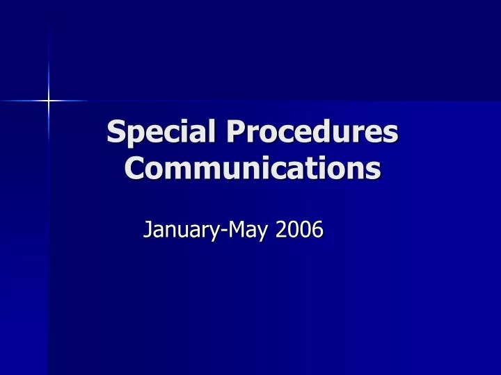 special procedures communications