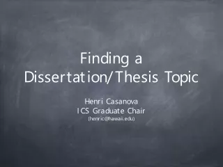 Finding a Dissertation/Thesis Topic