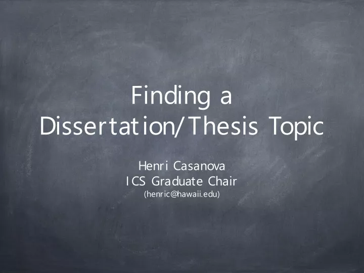 finding a dissertation thesis topic