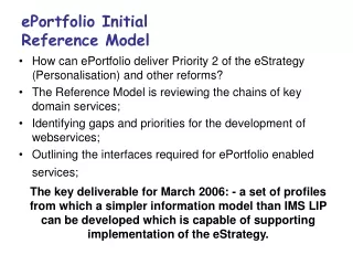ePortfolio Initial Reference Model