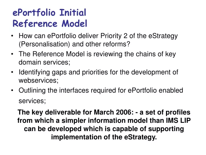 eportfolio initial reference model