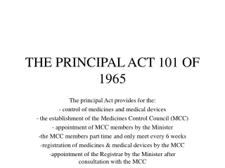 THE PRINCIPAL ACT 101 OF 1965