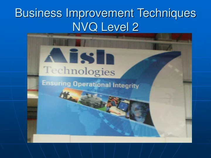 business improvement techniques nvq level 2