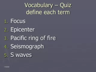 Vocabulary – Quiz define each term