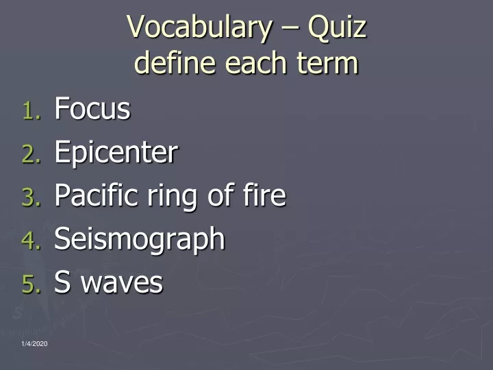 vocabulary quiz define each term