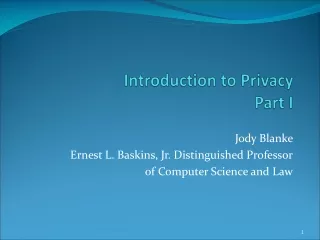 Introduction to Privacy Part I