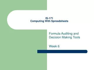 IS-171 Computing With Spreadsheets