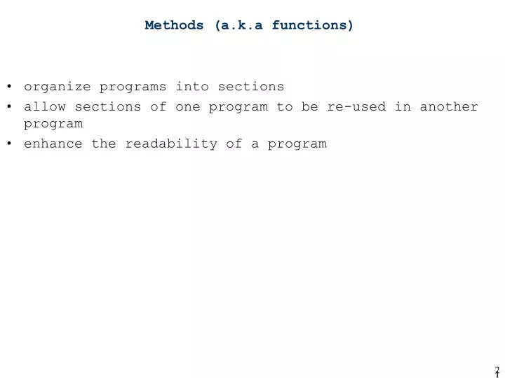 methods a k a functions