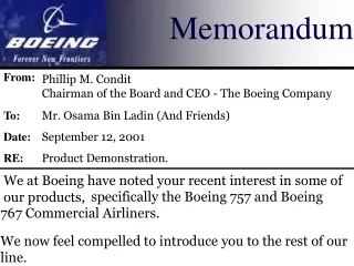 We at Boeing have noted your recent interest in some of our products,