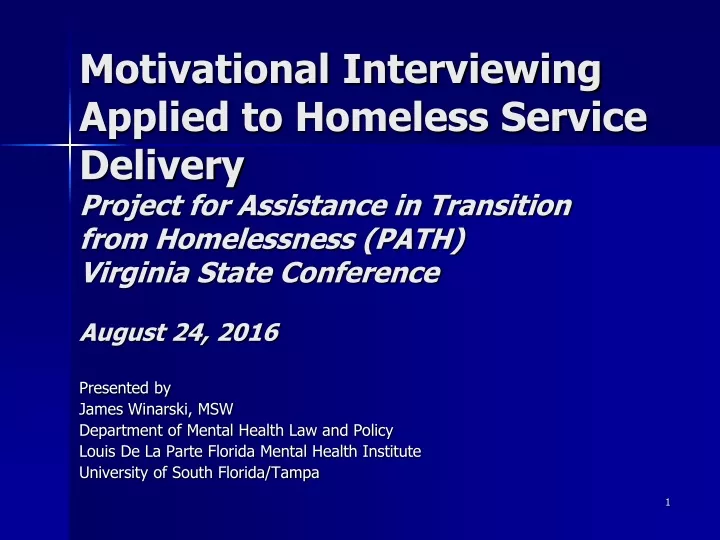motivational interviewing applied to homeless