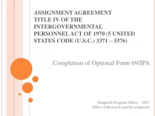 Completion of Optional Form 69/IPA