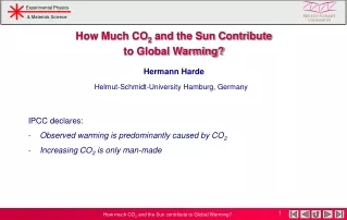 How Much CO 2  and the Sun Contribute  to Global Warming? Hermann Harde